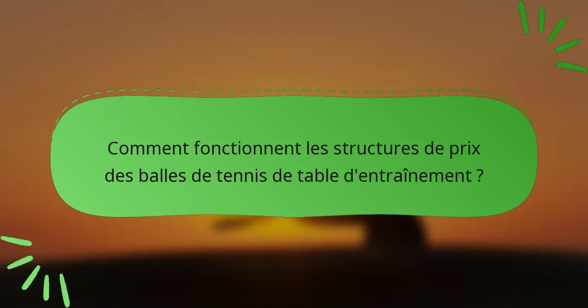 Comment fonctionnent les structures de prix des balles de tennis de table d'entraînement ?